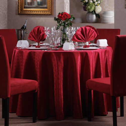 Custom Red Satin Round Tablecloth for Wedding and Event Decorations