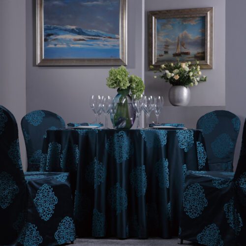 Galaxy Cyan High Quality Custom Cocktail Table Cloth For Restaurants