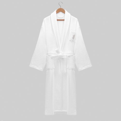 GALAXY 100% Cotton Velvet cutting Hotel White Terry cloth Breathable Bathrobe Luxury Shawl Collar Thick Terry Toweling Spa Bathrobe And Slipper Set