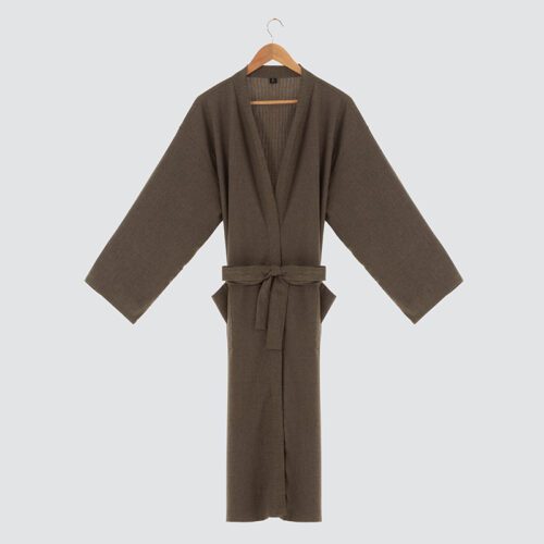 GALAXY Brown Linen Hotel Cozy White Terry cloth Bath Robe Luxury Shawl Collar Thick Terry Toweling Spa Hotel Bathrobe