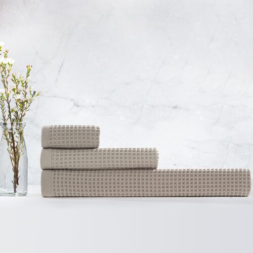 GALAXY 100% Cotton Luxury Grey Waffle Bath Towels Set Large Sized for Hotels, Home, SPA, Gym Highly Absorbent and Soft Cotton Towel Set