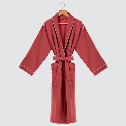 GALAXY China Direct Wholesale Red Pineapple Grid Spa Kimono Robe Soft Lightweight 5 Star Hotel Resort Bathrobe