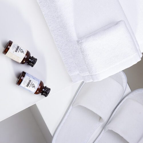 5-Star Hotel Guest Slippers & Amenities with Towels
