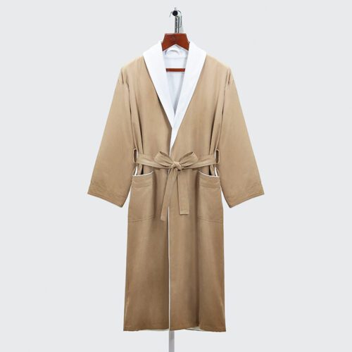 GALAXY 100% Cotton Hotel Cozy Earthy Yellow Peach Skin Bath Robe Luxury Kimono Collar Thick Terry Toweling Spa Hotel Bathrobe
