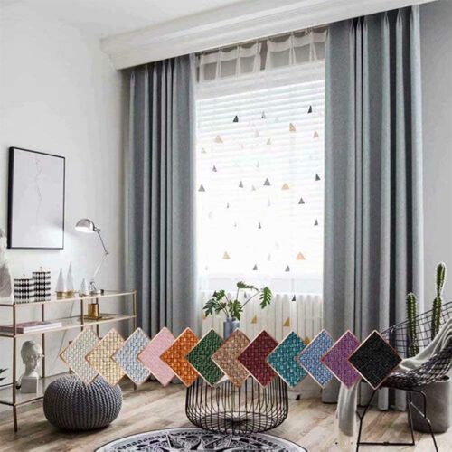 Luxury Solid Blackout Curtain Set Ready Made for Living Room & Hotel