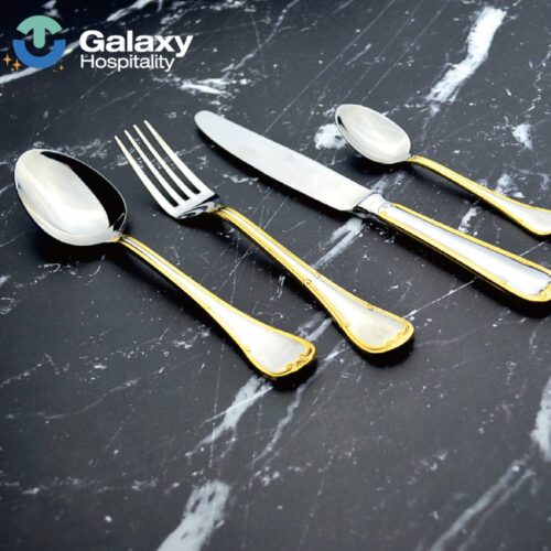 24-Piece Golden Electroplated Stainless Steel Flatware Set with Mirror Polish