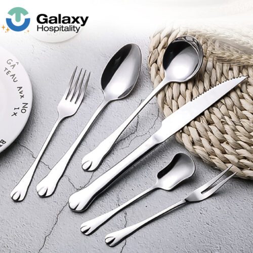 Modern Stainless Steel 5-Piece Flatware Set – Elegant Cutlery for Hotels and Weddings