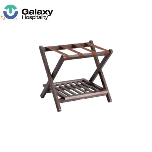 GALAXY Foldable Luggage Rack Wooden Luggage Rack for Living Room Hotel 2 Layer Shoe Rack Storage Suitcase