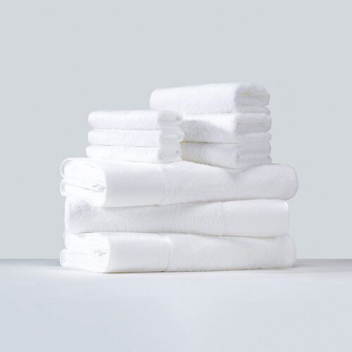 Custom Logo Luxury Hotel Towels – 500–700gsm White Cotton Hand & Bath Towels