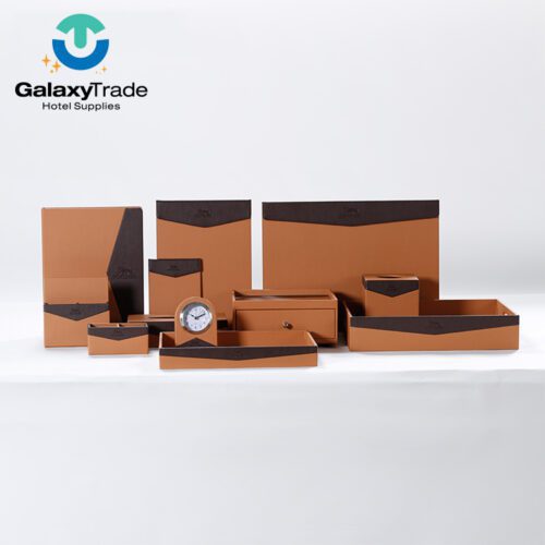 Galaxy hotel guest room leather products check in folder